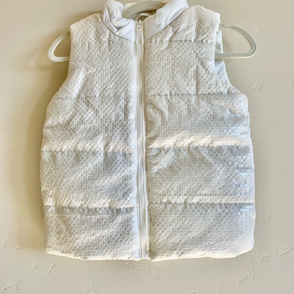 Girls puffy Sequins Vest Size XL (14) White